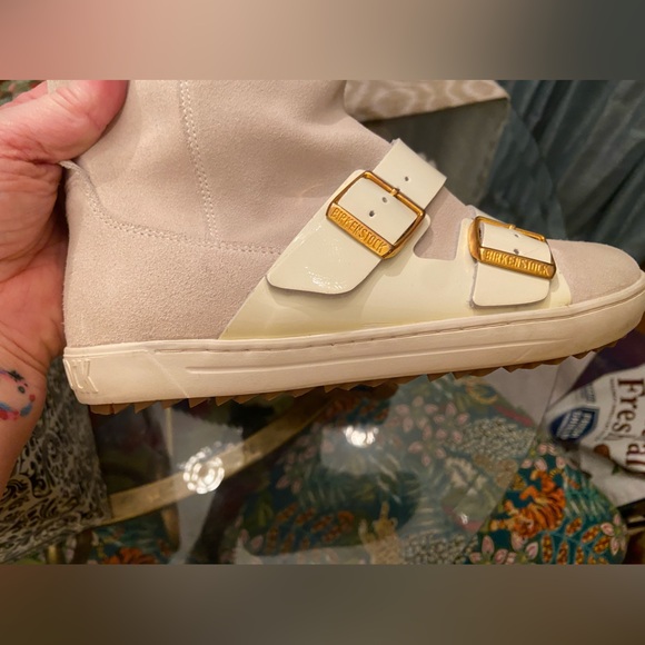 Danbury Shearling White Suede/Patent Leather Tall Boots - Picture 10 of 12